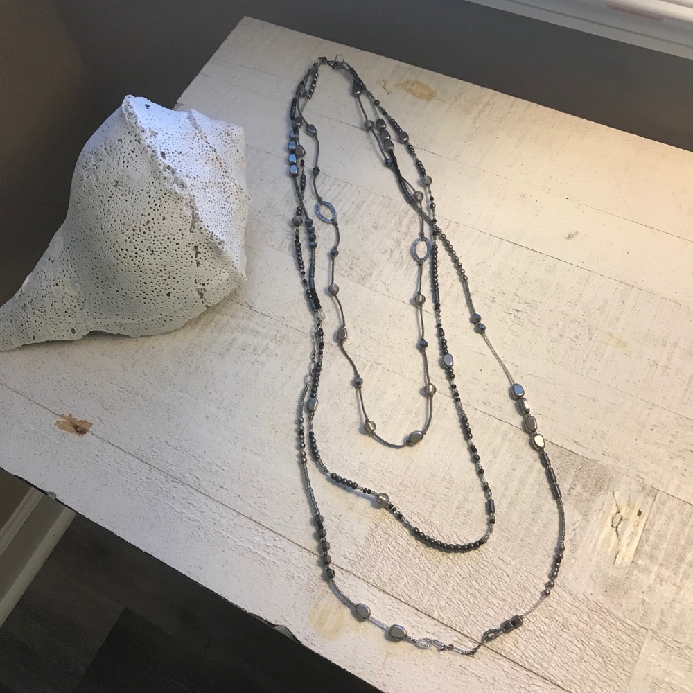 Silpada Dewdrop Hematite Triple Necklace